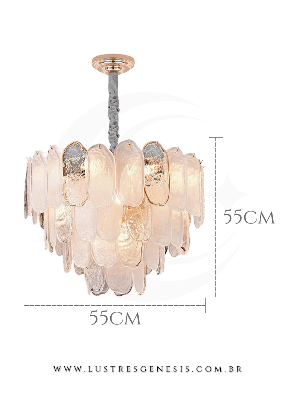 Lustre Pendente Moderno de Cristal Dourado Ø55cm Redondo, Sala de Jantar, Quartos, Mesa Area Gourmet, Quarto Casal, Suite Master